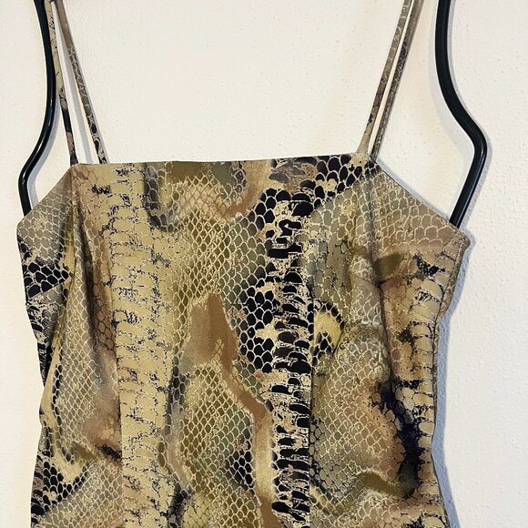 Snake Print Mini Dress Tan Women's size Small S Y2K Style - Picture 3 of 5